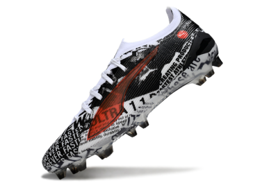 Men's Puma Ultra Ultimate FG Firm Ground Low-Tops Football Boots - Black/White/Red