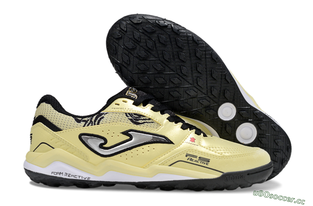 Men's Joma Top Flex TF Artificial Turf Low-Tops Football Shoes - Yellow/Silver/Black 2