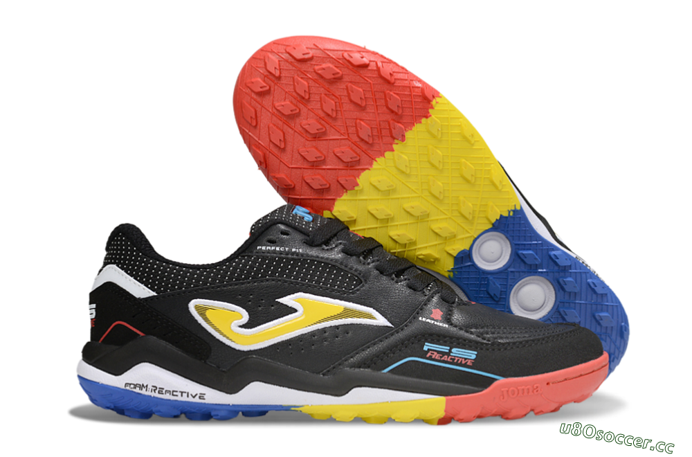 Men's Joma Top Flex TF Artificial Turf Low-Tops Football Shoes - Black/Yellow/Red 2