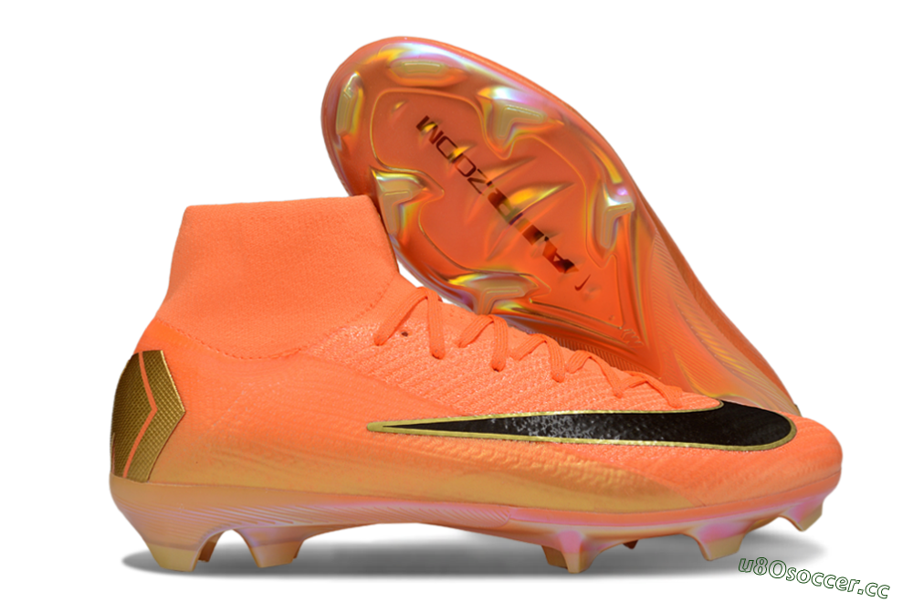 Unisex Nike Air Zoom Mercurial Superfly 10 Elite FG Firm Ground High-Tops Football Boots - Red/Black/Gold 2