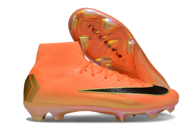 Unisex Nike Air Zoom Mercurial Superfly 10 Elite FG Firm Ground High-Tops Football Boots - Red/Black/Gold