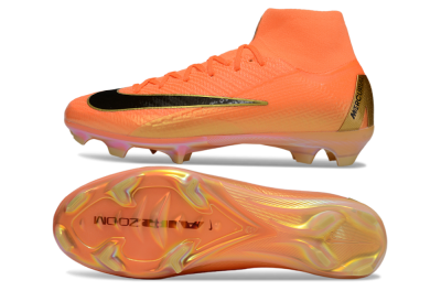 Unisex Nike Air Zoom Mercurial Superfly 10 Elite FG Firm Ground High-Tops Football Boots - Red/Black/Gold