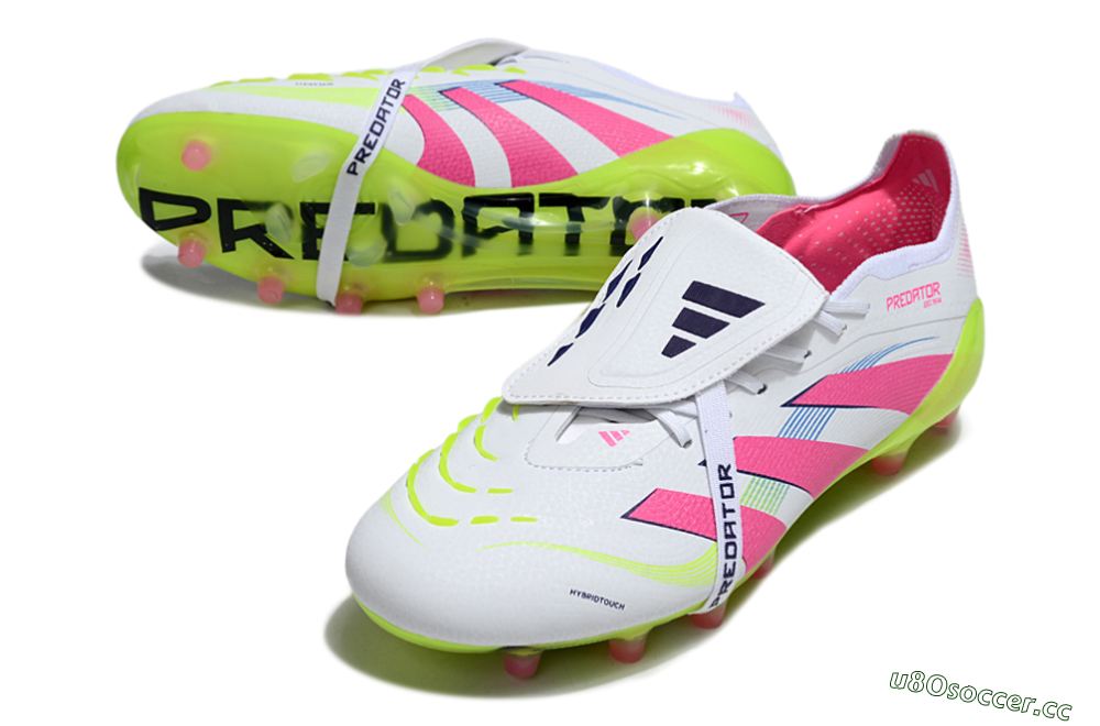 Men's Adidas Predator 25 Elite Foldover Tongue AG Artificial Grass Low-Tops Football Boots - White/Pink/Yellow 3