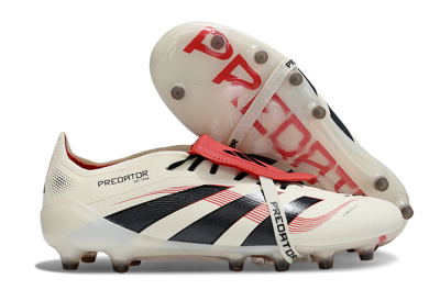 Men's Adidas Predator 25 Elite Foldover Tongue AG Artificial Grass Low-Tops Football Boots - White/Black/Red
