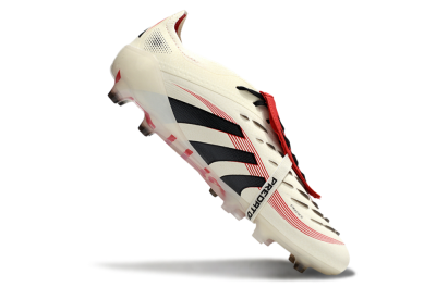 Men's Adidas Predator 25 Elite Foldover Tongue AG Artificial Grass Low-Tops Football Boots - White/Black/Red