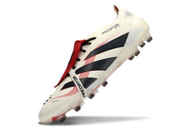 Men's Adidas Predator 25 Elite Foldover Tongue AG Artificial Grass Low-Tops Football Boots - White/Black/Red