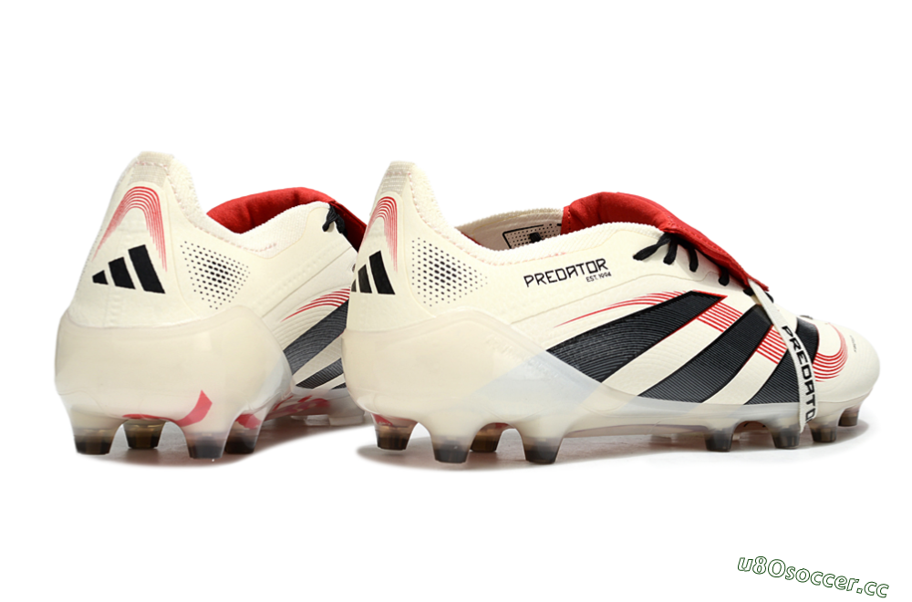 Men's Adidas Predator 25 Elite Foldover Tongue AG Artificial Grass Low-Tops Football Boots - White/Black/Red 6