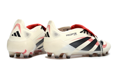 Men's Adidas Predator 25 Elite Foldover Tongue AG Artificial Grass Low-Tops Football Boots - White/Black/Red