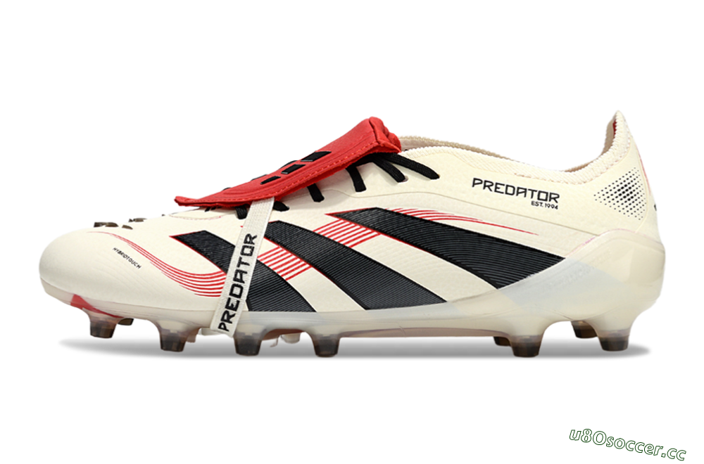 Men's Adidas Predator 25 Elite Foldover Tongue AG Artificial Grass Low-Tops Football Boots - White/Black/Red 0