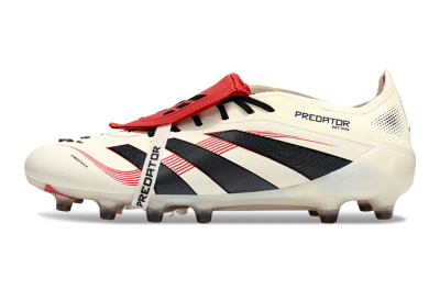 Men's Adidas Predator 25 Elite Foldover Tongue AG Artificial Grass Low-Tops Football Boots - White/Black/Red
