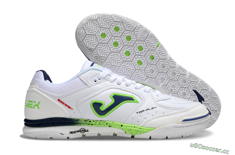 Men's Joma Top Flex IC Indoor & Futsal Low-Tops Football Shoes - White/Blue/Yellow 2