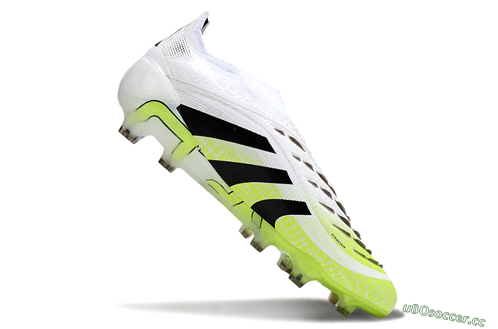 Men's Adidas Predator 25 Elite Laceless FG Firm Ground Low-Tops Football Boots - White/Black/Yellow 4