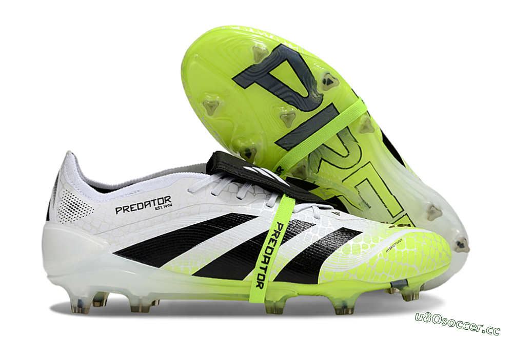 Men's Adidas Predator 25 Elite Foldover Tongue FG Firm Ground Low-Tops Football Boots - White/Black/Yellow 2