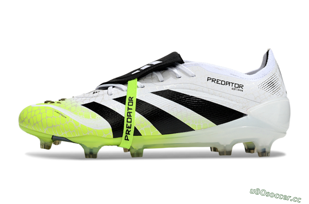 Men's Adidas Predator 25 Elite Foldover Tongue FG Firm Ground Low-Tops Football Boots - White/Black/Yellow 0