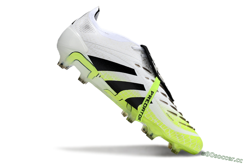 Men's Adidas Predator 25 Elite Foldover Tongue FG Firm Ground Low-Tops Football Boots - White/Black/Yellow 4