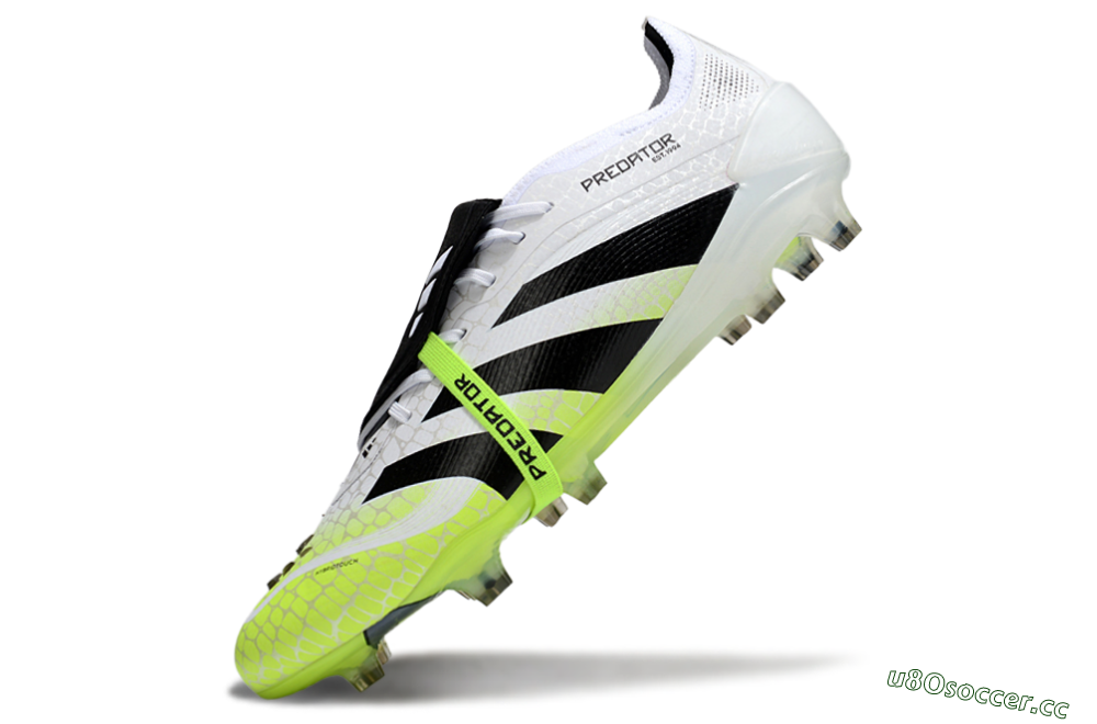 Men's Adidas Predator 25 Elite Foldover Tongue FG Firm Ground Low-Tops Football Boots - White/Black/Yellow 5