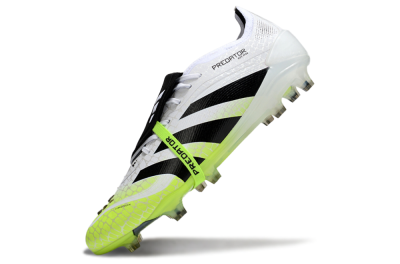 Men's Adidas Predator 25 Elite Foldover Tongue FG Firm Ground Low-Tops Football Boots - White/Black/Yellow
