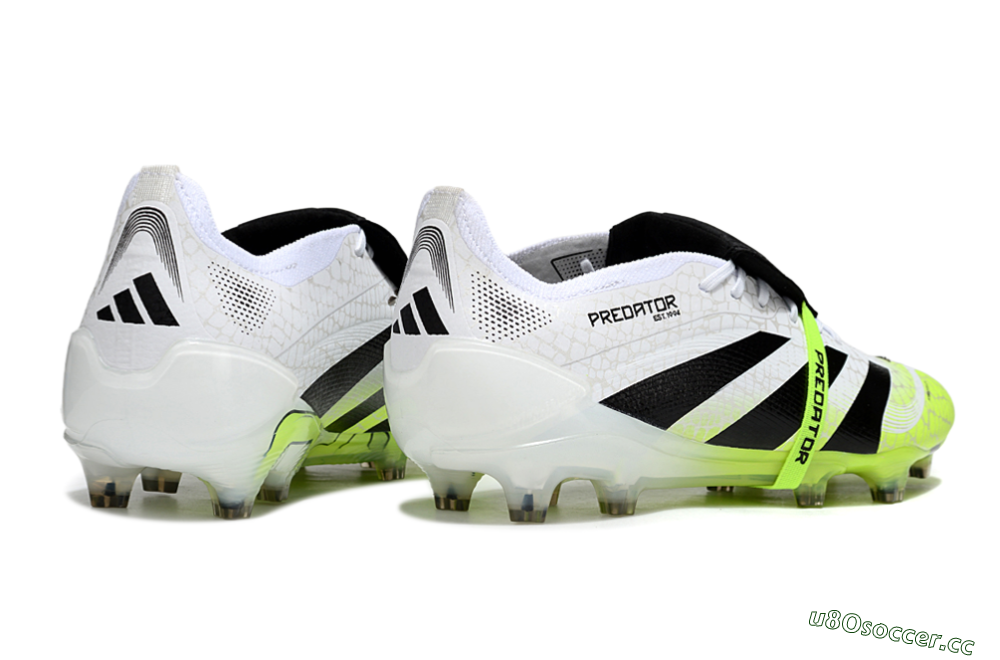 Men's Adidas Predator 25 Elite Foldover Tongue FG Firm Ground Low-Tops Football Boots - White/Black/Yellow 6