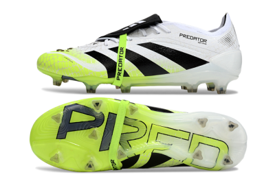 Men's Adidas Predator 25 Elite Foldover Tongue FG Firm Ground Low-Tops Football Boots - White/Black/Yellow