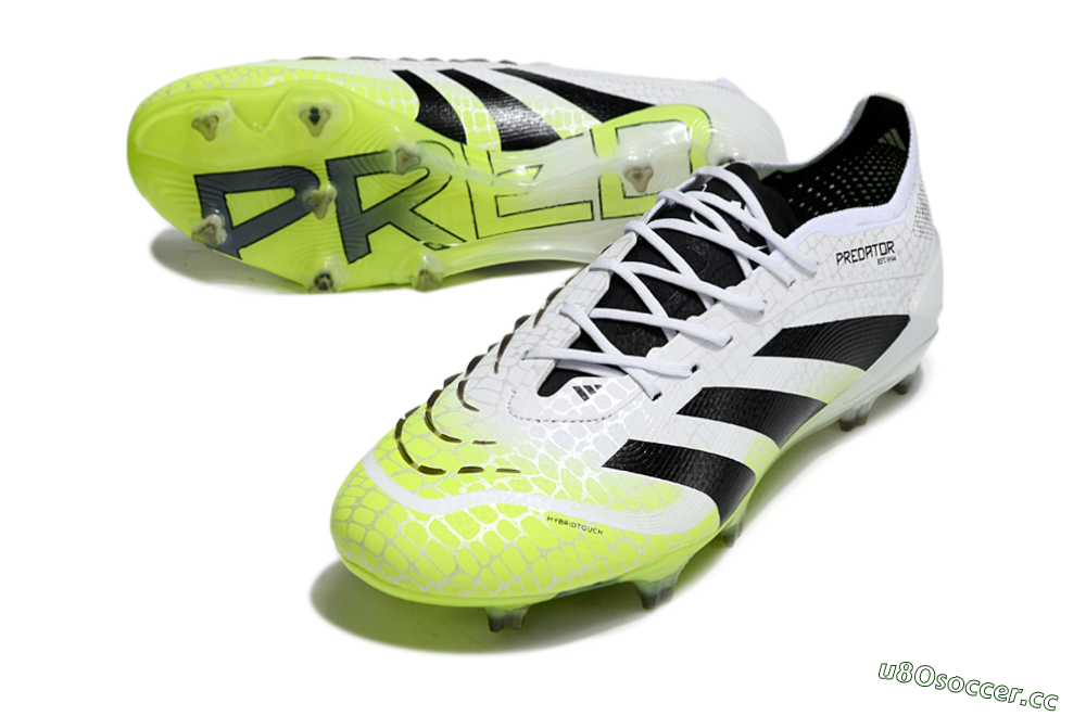 Men's Adidas Predator 25 Elite FG Firm Ground Low-Tops Football Boots - White/Black/Yellow 3
