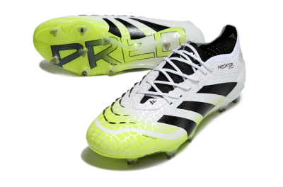 Men's Adidas Predator 25 Elite FG Firm Ground Low-Tops Football Boots - White/Black/Yellow