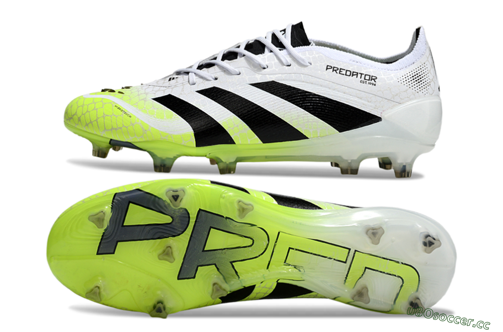 Men's Adidas Predator 25 Elite FG Firm Ground Low-Tops Football Boots - White/Black/Yellow 1