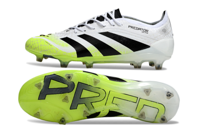 Men's Adidas Predator 25 Elite FG Firm Ground Low-Tops Football Boots - White/Black/Yellow