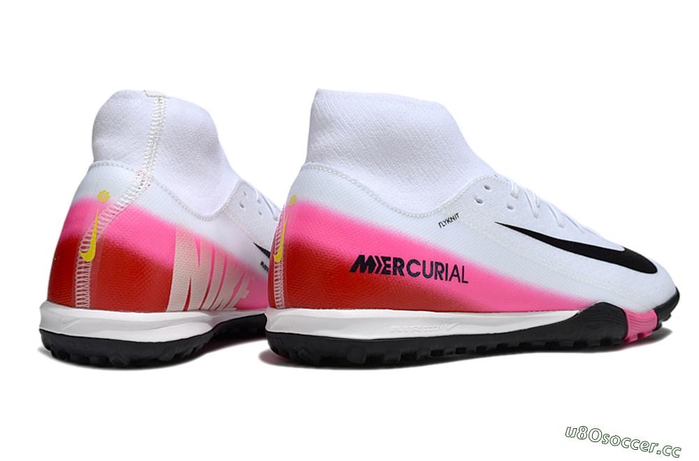 Men's Nike Air Zoom Mercurial Superfly 10 Academy TF Artificial Turf High-Tops Football Shoes - White/Black/Pink 6