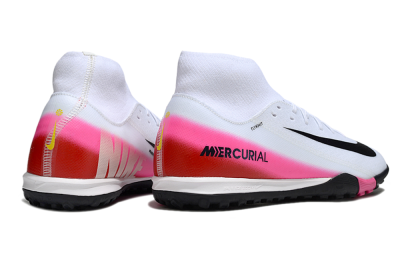 Men's Nike Air Zoom Mercurial Superfly 10 Academy TF Artificial Turf High-Tops Football Shoes - White/Black/Pink