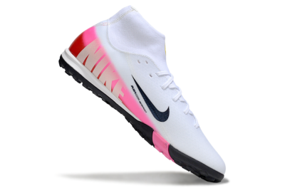 Men's Nike Air Zoom Mercurial Superfly 10 Academy TF Artificial Turf High-Tops Football Shoes - White/Black/Pink