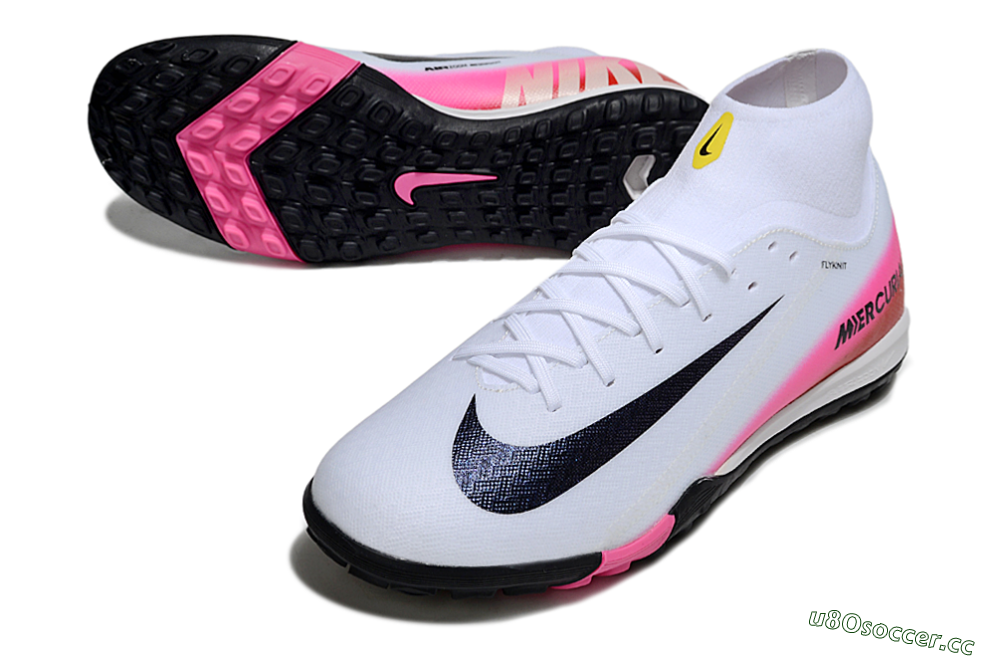 Men's Nike Air Zoom Mercurial Superfly 10 Academy TF Artificial Turf High-Tops Football Shoes - White/Black/Pink 3
