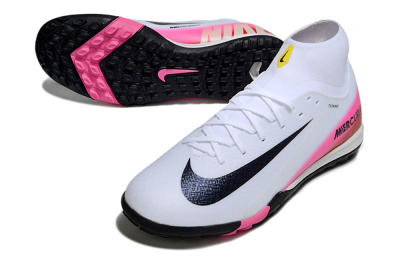 Men's Nike Air Zoom Mercurial Superfly 10 Academy TF Artificial Turf High-Tops Football Shoes - White/Black/Pink