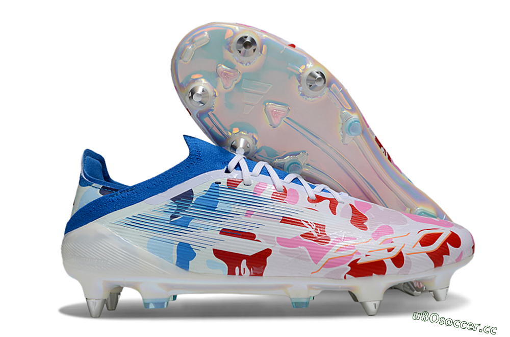 Men's Adidas F50 Elite SG Soft Ground Low-Tops Football Boots - Pink/Whtie/Blue/Red 2