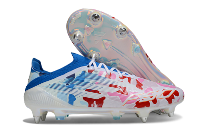 Men's Adidas F50 Elite SG Soft Ground Low-Tops Football Boots - Pink/Whtie/Blue/Red