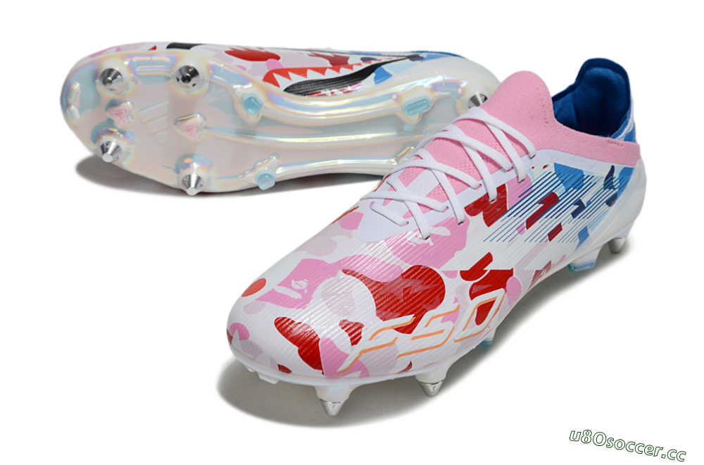 Men's Adidas F50 Elite SG Soft Ground Low-Tops Football Boots - Pink/Whtie/Blue/Red 3