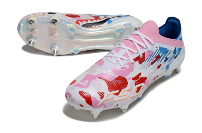 Men's Adidas F50 Elite SG Soft Ground Low-Tops Football Boots - Pink/Whtie/Blue/Red