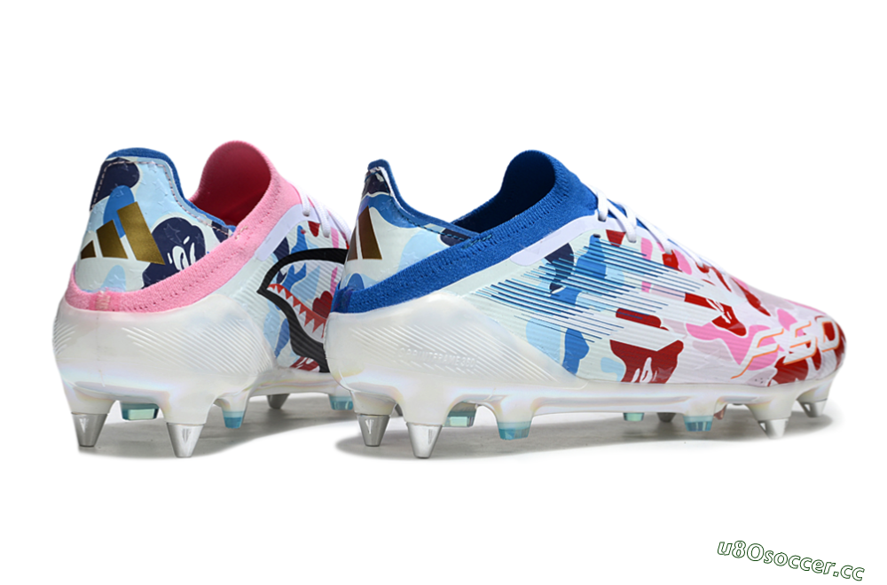 Men's Adidas F50 Elite SG Soft Ground Low-Tops Football Boots - Pink/Whtie/Blue/Red 6