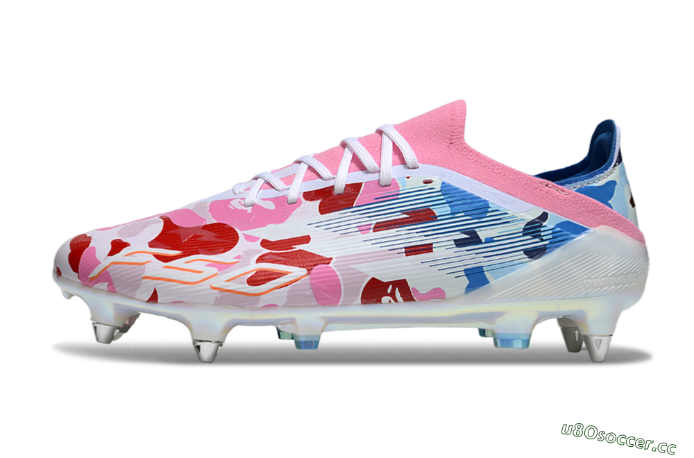 Men's Adidas F50 Elite SG Soft Ground Low-Tops Football Boots - Pink/Whtie/Blue/Red 0