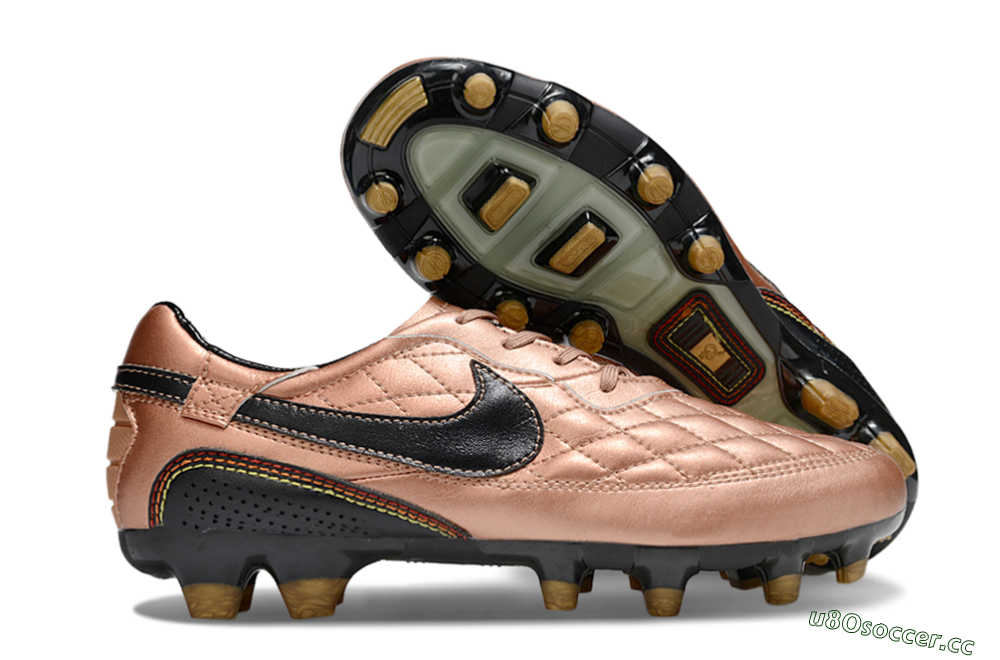 Men's Nike Tiempo Legend R10 Elite FG Firm Ground Low-Tops Football Boots - Gold/Black/Red 2