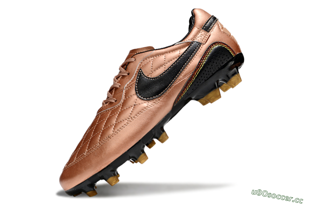 Men's Nike Tiempo Legend R10 Elite FG Firm Ground Low-Tops Football Boots - Gold/Black/Red 5