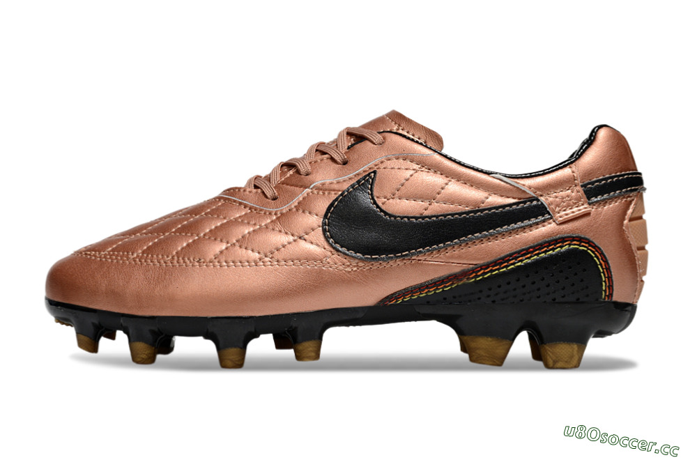 Men's Nike Tiempo Legend R10 Elite FG Firm Ground Low-Tops Football Boots - Gold/Black/Red 0