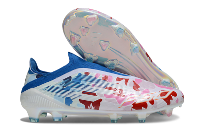 Unisex Adidas F50 Elite Laceless FG Firm Ground Low-Tops Football Boots - Pink/Whtie/Blue/Red