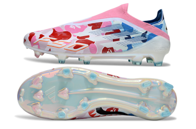 Unisex Adidas F50 Elite Laceless FG Firm Ground Low-Tops Football Boots - Pink/Whtie/Blue/Red