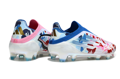 Unisex Adidas F50 Elite Laceless FG Firm Ground Low-Tops Football Boots - Pink/Whtie/Blue/Red