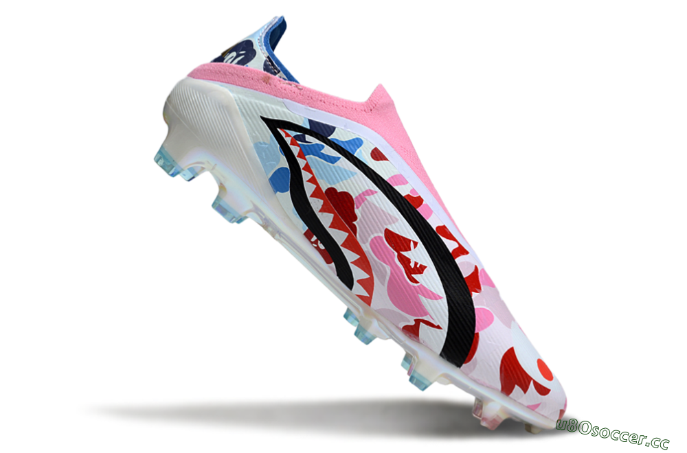 Unisex Adidas F50 Elite Laceless FG Firm Ground Low-Tops Football Boots - Pink/Whtie/Blue/Red 4