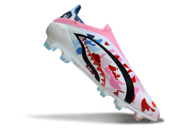 Unisex Adidas F50 Elite Laceless FG Firm Ground Low-Tops Football Boots - Pink/Whtie/Blue/Red