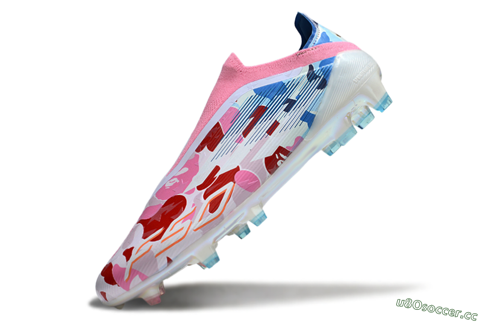 Unisex Adidas F50 Elite Laceless FG Firm Ground Low-Tops Football Boots - Pink/Whtie/Blue/Red 5