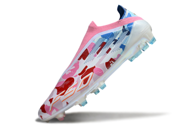 Unisex Adidas F50 Elite Laceless FG Firm Ground Low-Tops Football Boots - Pink/Whtie/Blue/Red