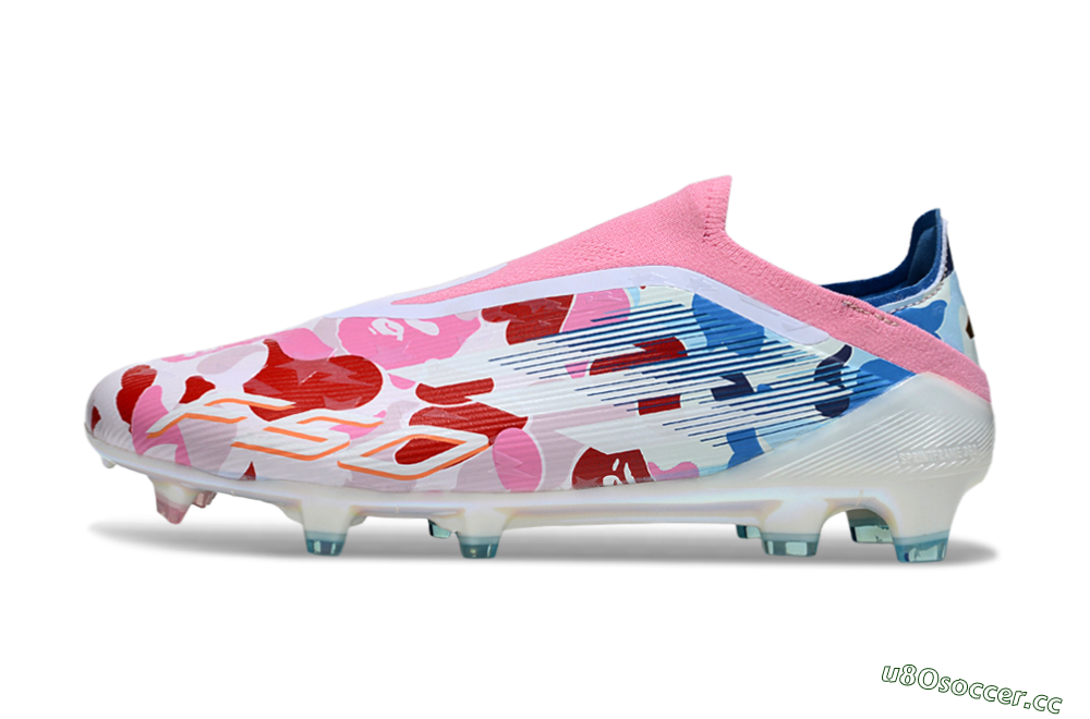 Unisex Adidas F50 Elite Laceless FG Firm Ground Low-Tops Football Boots - Pink/Whtie/Blue/Red 0