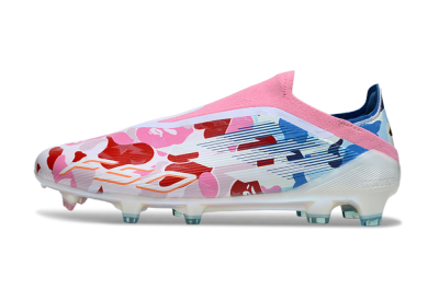 Unisex Adidas F50 Elite Laceless FG Firm Ground Low-Tops Football Boots - Pink/Whtie/Blue/Red